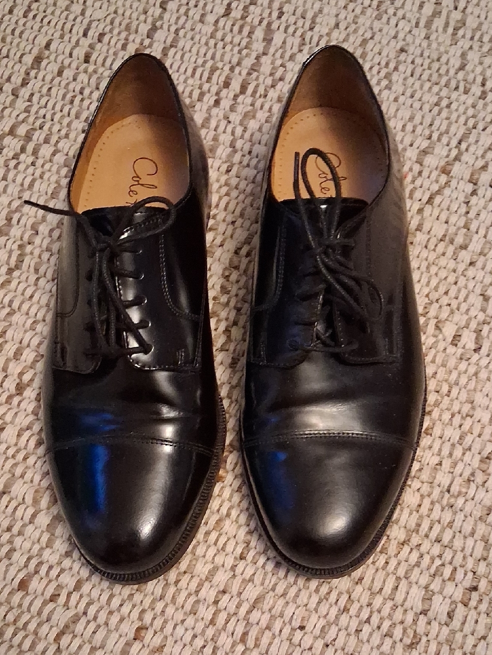 Cole Haan Men's Black Leather Cap-Toe Oxfords